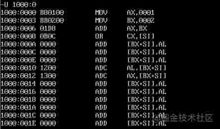 8086汇编言语之debug形式常用指令介绍