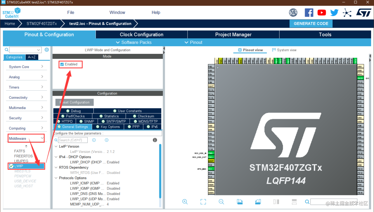 STM32CubeMX学习笔记（42）——ETH接口+LwIP协议栈使用（静态IP）